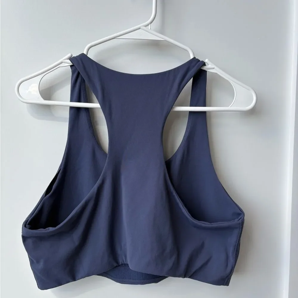 Quince Navy Blue Racerback Sports Bra Size L
